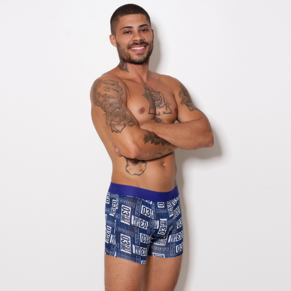 Cueca Boxer Microfibra Estampada - Elástico Liso - Boxer - Ternura Íntima