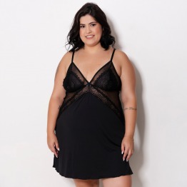 Camisola Plus Size Detalhe em Renda - Roupa de Dormir Plus Size - Ternura Íntima